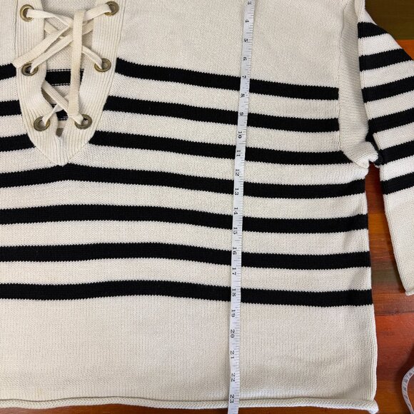 Maurices Striped Knit V-Neck Lace Up Collared Boat Sailor Sweater 4XL - Picture 7 of 12